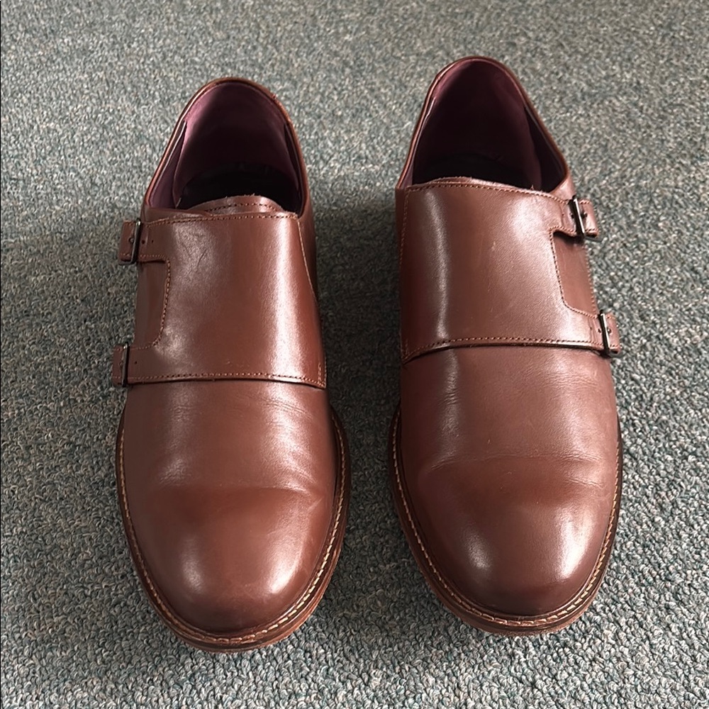 Men's Brown Leather Double Monk Strap Shoes